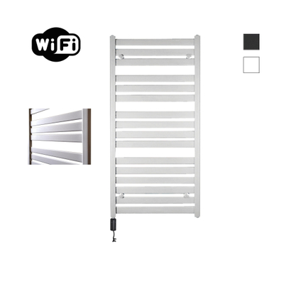 Sanicare HVW - Moda electrische WifiRadiator - 120x60cm - mat wit met thermostaat zwart - linksonder