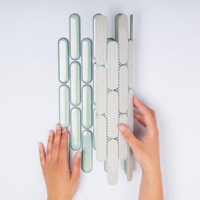 The Mosaic Factory Sevilla mozaïektegel - 30x30cm - wandtegel - Ovaal - Porselein Light Green Glans