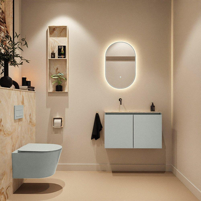 MONDIAZ TURE-DLUX 80cm toiletmeubel Greey. EDEN wastafel Frappe positie links. Zonder kraangat.