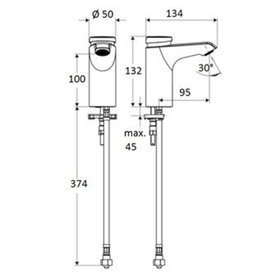 Schell Xeris SC HD K zelfsluitendes wastafelkraan small v. koud water chroom