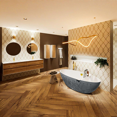 MONDIAZ HOLM Vrijstaand bad - 180x85cm - kleur Plata / Talc