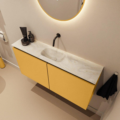MONDIAZ TURE-DLUX 100cm toiletmeubel Ocher. EDEN wastafel Ostra positie midden. Zonder kraangat.