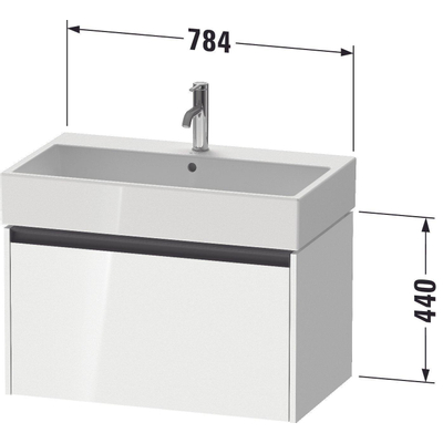 Duravit Ketho 2 wastafelonderbouwkast met 1 lade 78.4x46x44cm met greep antraciet betongrijs mat