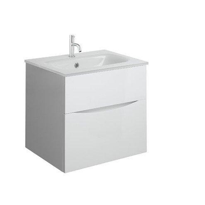 Crosswater Glide II Badmeubelset - 50x45x52cm - 2 lades - greeploos - wastafel wit - kraangat -glans wit