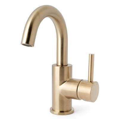 Wiesbaden Caral wastafelkraan met draaibare uitloop geborsteld messing