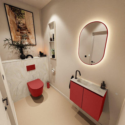 MONDIAZ TURE-DLUX 60cm toiletmeubel Fire. EDEN wastafel Ostra positie links. Met 1 kraangat.