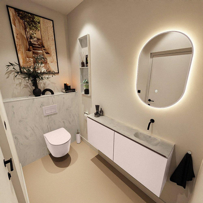 MONDIAZ TURE-DLUX 120cm toiletmeubel Rosee. EDEN wastafel Opalo positie rechts. Zonder kraangat.