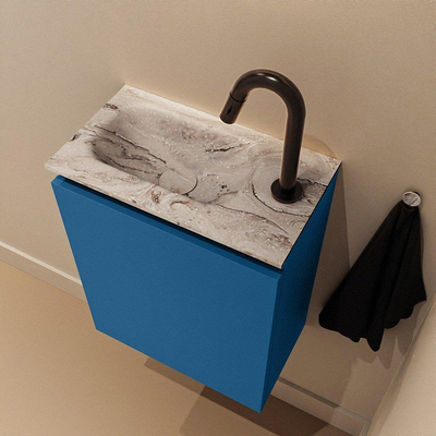 MONDIAZ TURE-DLUX 40cm toiletmeubel Jeans. EDEN wastafel Glace positie links. Met 1 kraangat.