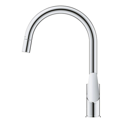 Grohe Start Edge Keukenkraan - 1-gats - hoge draaibare uittrekbare uitloop - voorsprong 21.5cm - gesloten greep - chroom