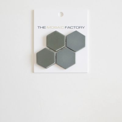 SAMPLE The Mosaic Factory Valencia mozaïektegel 4.3x4.9x0.5cm hexagon khaki mat en glans voor wand en vloer en voor binnen en buiten vorstbestendig