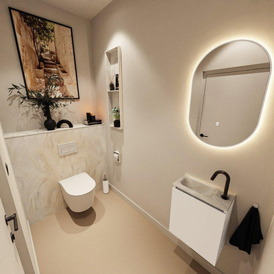 MONDIAZ TURE-DLUX 40cm toiletmeubel Talc. EDEN wastafel Ostra positie links. Met 1 kraangat.