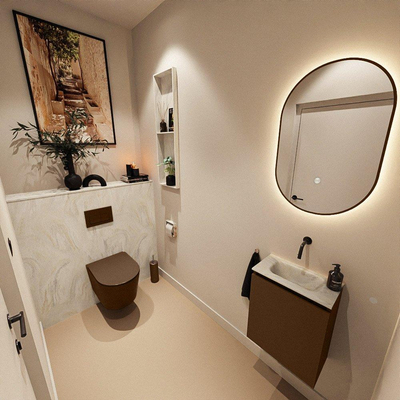 MONDIAZ TURE-DLUX 40cm toiletmeubel Rust. EDEN wastafel Ostra positie midden. Zonder kraangat.