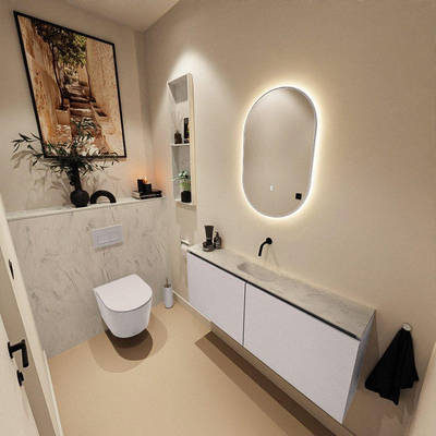 MONDIAZ TURE-DLUX 120cm toiletmeubel Cale. EDEN wastafel Opalo positie midden. Zonder kraangat.