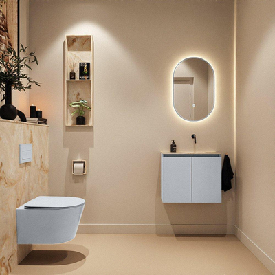 MONDIAZ TURE-DLUX 60cm toiletmeubel Clay. EDEN wastafel Frappe positie rechts. Zonder kraangat.