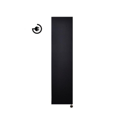 Sanicare electrische design radiator Denso 180 x 40 cm. mat zwart met thermostaat zwart (linksonder)