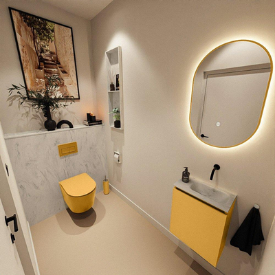 MONDIAZ TURE-DLUX 40cm toiletmeubel Ocher. EDEN wastafel Opalo positie rechts. Zonder kraangat.