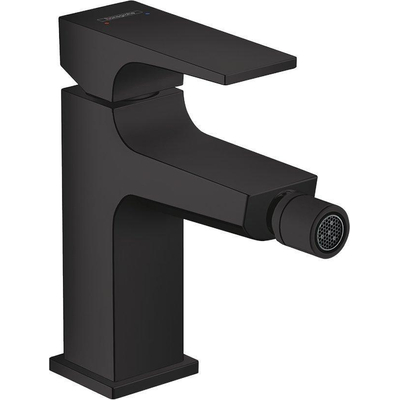 Hansgrohe Metropol 1-gats bidetkraan 100 met push open waste met voorsprong uitloop 12.9cm mat zwart