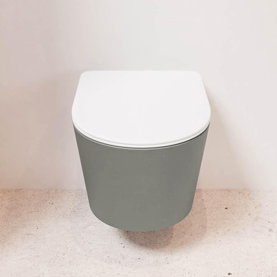 MONDIAZ LAVIE wandclosetpack - 36x53cm - diepspoel - rimless - Smoke (grijs) - softclose - quick-release - toiletzitting - Talc (offwhite)