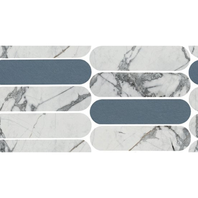 Douglas Jones Moods Mozaiektegel - 20X35cm - 9mm - gerectificeerd - Grey/Cielo Glans