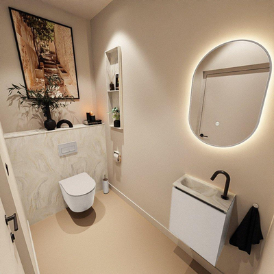 MONDIAZ TURE-DLUX 40cm toiletmeubel Linen. EDEN wastafel Ostra positie links. Met 1 kraangat.