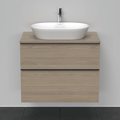 Duravit D-Neo wastafelonderkast 80x66.4x55cm 2 lades Eiken (terra) Mat