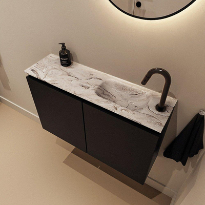 MONDIAZ TURE-DLUX 80cm toiletmeubel Urban. EDEN wastafel Glace positie rechts. Met 1 kraangat.