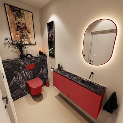 MONDIAZ TURE-DLUX 120cm toiletmeubel Fire. EDEN wastafel Lava positie rechts. Zonder kraangat.