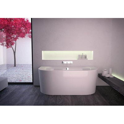 Plieger Kansas Halfvrijstaand bad - 155x80x60cm - met waterinlaat - met af- en overloopgarnituur - met poten - acryl - wit