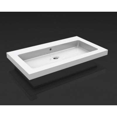 Wiesbaden Kera wastafel enkel zonder kraangat 80x46x5 cm keramiek glans wit