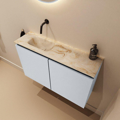 MONDIAZ TURE-DLUX 80cm toiletmeubel Clay. EDEN wastafel Frappe positie links. Zonder kraangat.