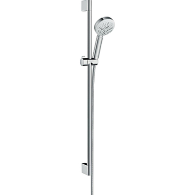 Hansgrohe Crometta 100 glijstangset met Crometta 100 1jet handdouche 90cm met MetaflexC doucheslang 160cm wit/chroom