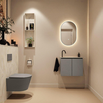 MONDIAZ TURE-DLUX 60cm toiletmeubel Smoke. EDEN wastafel Ostra positie links. Met 1 kraangat.