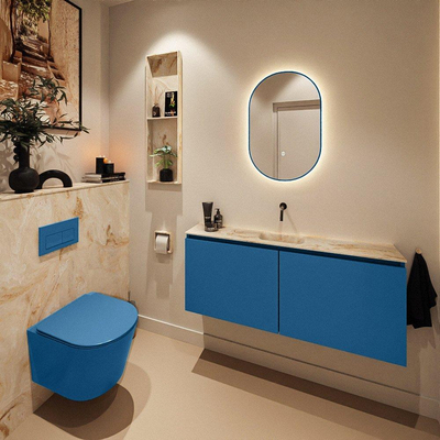 MONDIAZ TURE-DLUX 120cm toiletmeubel Jeans. EDEN wastafel Frappe positie midden. Zonder kraangat.