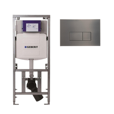 Geberit Inbouwreservoir - UP320 - QeramiQ metal bedieningsplaat - dualflush - rechthoekige knoppen - metaal gunmetal