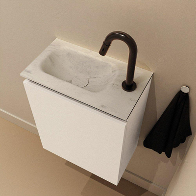 MONDIAZ TURE-DLUX 40cm toiletmeubel Talc. EDEN wastafel Opalo positie links. Met 1 kraangat.