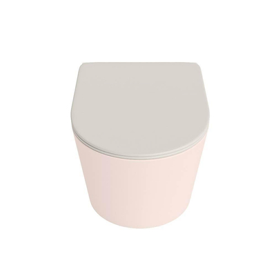MONDIAZ LAVIE wandclosetpack - 36x53cm - diepspoel - rimless - Rosee (roze) - softclose - quick-release - toiletzitting - Linen (offwhite)
