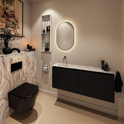 MONDIAZ TURE-DLUX 120cm toiletmeubel Urban. EDEN wastafel Glace positie links. Zonder kraangat.