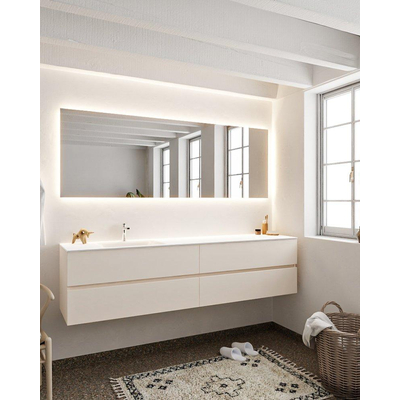 MONDIAZ VICA Badkamermeubelset - 200cm - 4 lades - wasbak Cloud links - 1 kraangat - solid surface linen