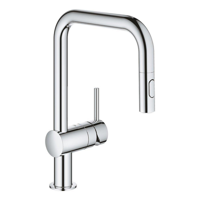 GROHE Minta Keukenkraan - hoog - draaibare/uittrekbare u uitloop - 2 straalsoorten - hard graphite glans