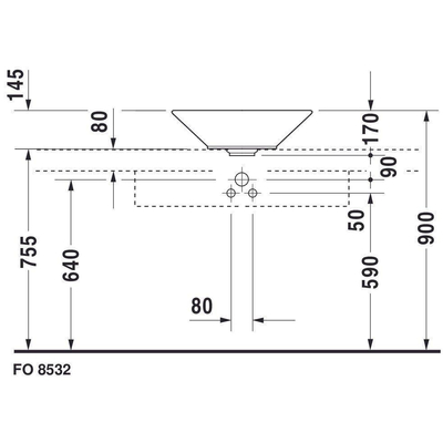 Duravit Starck 1 opzet wastafel 53 cm. rond gliss wit