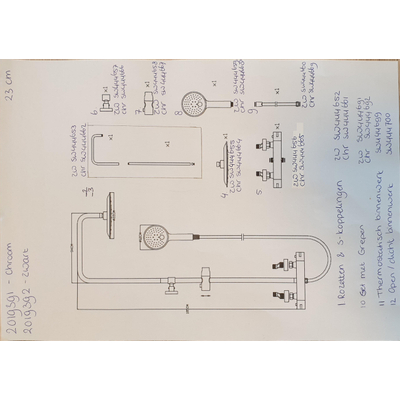 Adema Sparkle glijstang met hoofddouche uitloop chroom 2019391/2019393/SW161775/SW223272