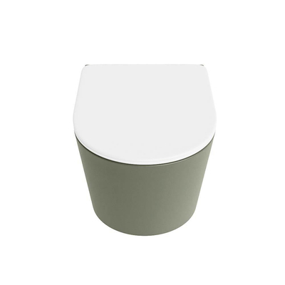 MONDIAZ LAVIE wandclosetpack - 36x53cm - diepspoel - rimless - Army (groen) - softclose - quick-release - toiletzitting - Talc (offwhite)