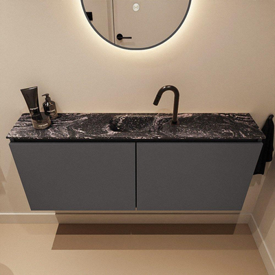 MONDIAZ TURE-DLUX 120cm toiletmeubel Dark Grey. EDEN wastafel Lava positie midden. Met 1 kraangat.