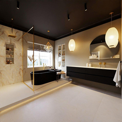 MONDIAZ VICA-DLUX Badkamermeubelset - 200cm - onderkast urban - 4 lades - inbouw wastafel cloud rechts - zonder kraangaten - 60cm hoge versie - frape