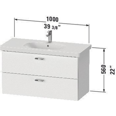 Duravit XBase Wastafelonderkast 100x45.8x56cm Standaard greep met softclose spaanplaat wit Mat