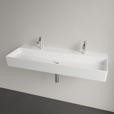 Villeroy & Boch Memento 2.0 wastafel onderzijde geslepen 120x47cm zonder overloop 2 kraangaten ceramic+ wit