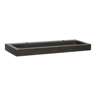 BRAUER Lava wastafel - 120x46x10cm - 1 wasbak - 2 kraangaten - natuursteen - basalt antraciet