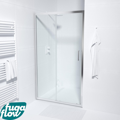 FugaFlow Efficiente Vetro Schuifdeur - 110x190cm - 6mm veiligheidsglas - alu profiel - anti kalk - chroom