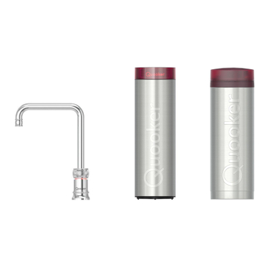 Quooker Classic Nordic Square kokendwaterkraan - draaibare uitloop - PRO3 incl. Cube reservoir - Warm / kokend / bruisend / gefilterd water - Chroom