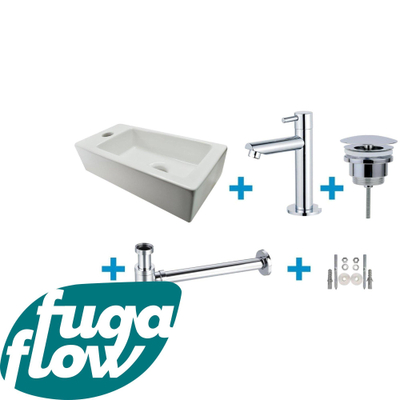 FugaFlow Eccelente Sobrado Badkamer Fonteinset - links - 1 kraangat - fonteinkraan chroom - wit